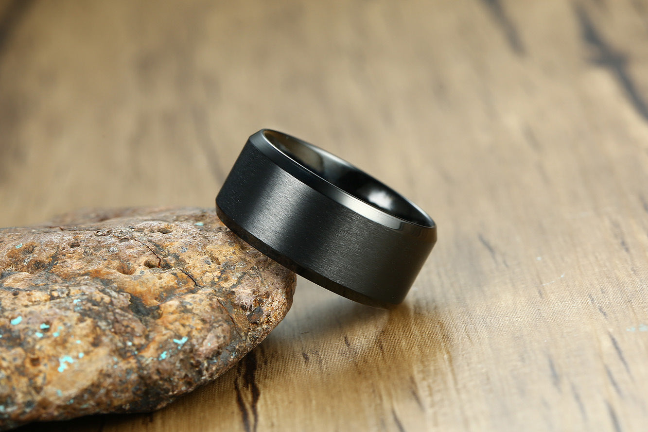 Plain Ring Sand Surface Stainless Steel Graduation Ring for Men