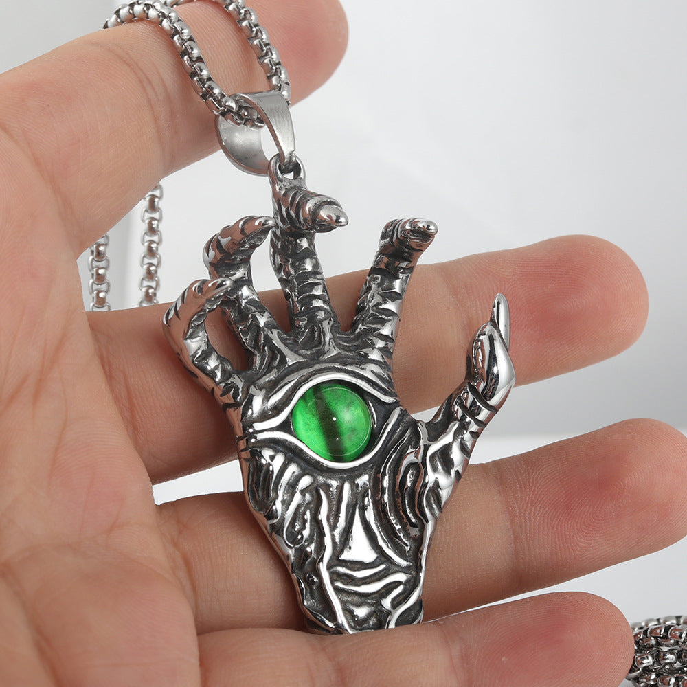 European And American Stainless Steel Ghost Hand Eye Pendant
