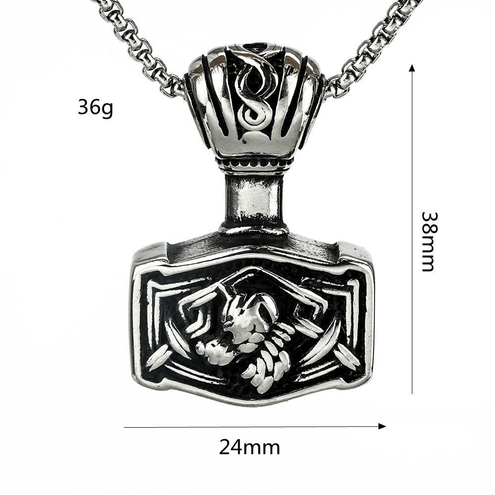 Planderful Viking Thor Hammer Pendant Necklace Titanium Steel With Celtic Wolf Odin Triangle For Men