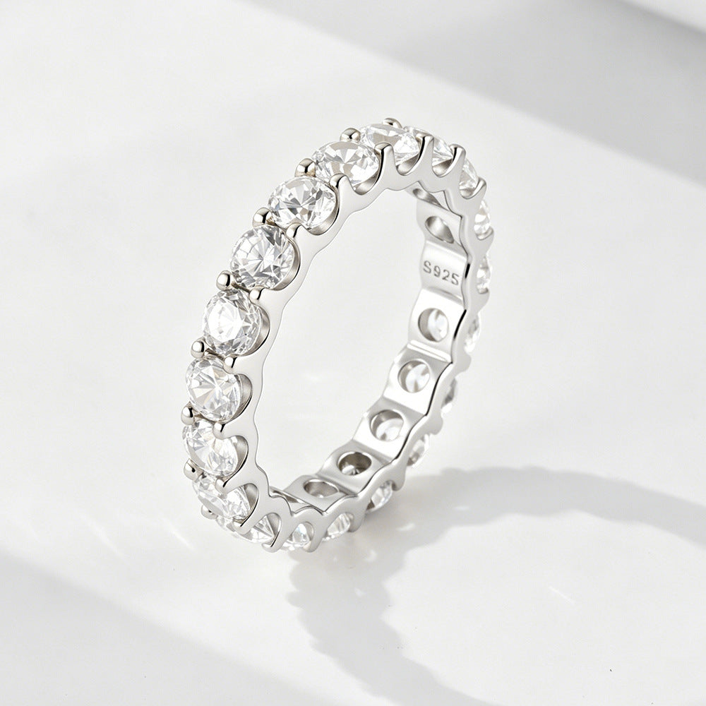 Europe And The United States S925 Sterling Silver 3.5mm Cubic Zirconia Stone Ring
