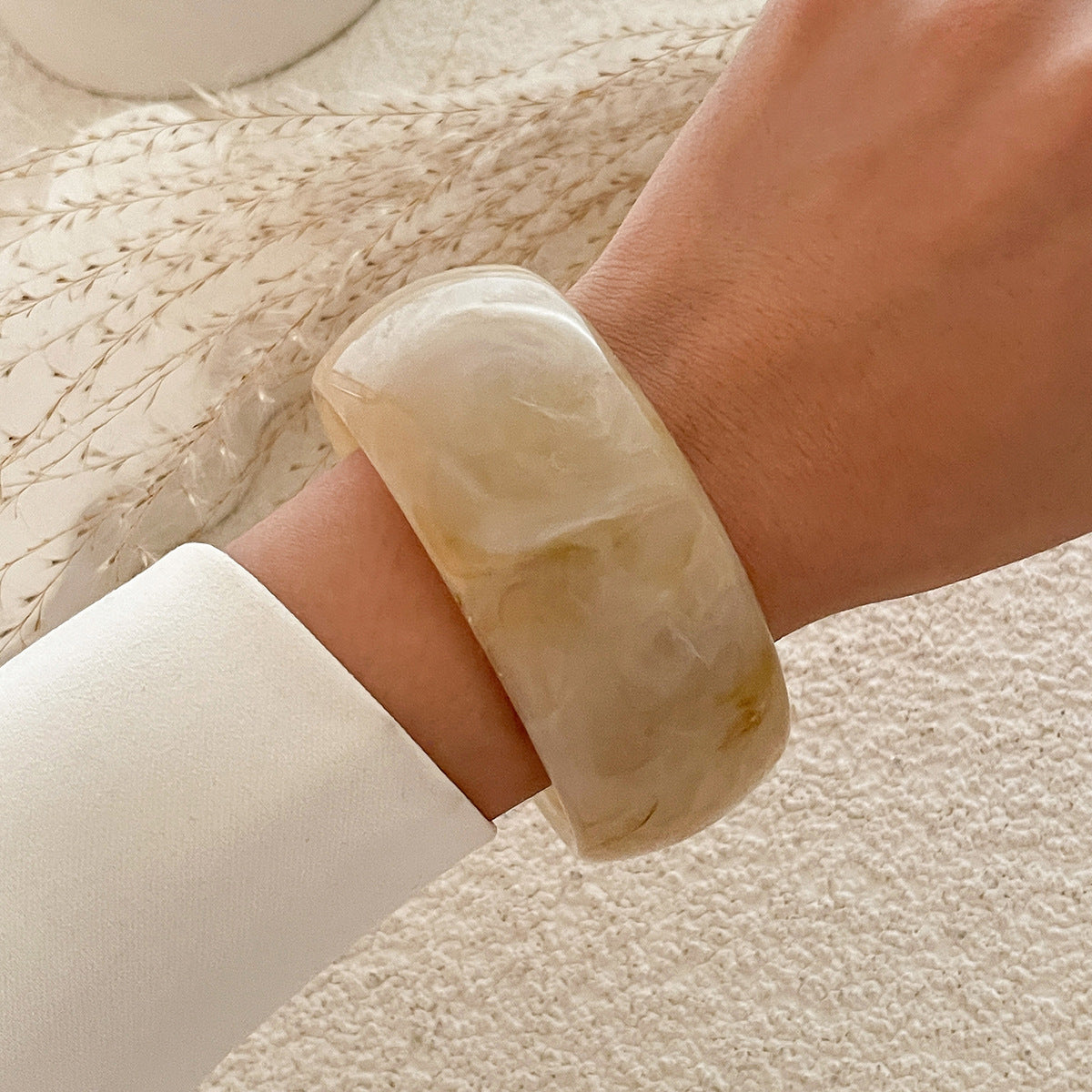 Planderful Vienna Verve Retro Resin Wide Bracelet For Bold Women Statement Jewelry