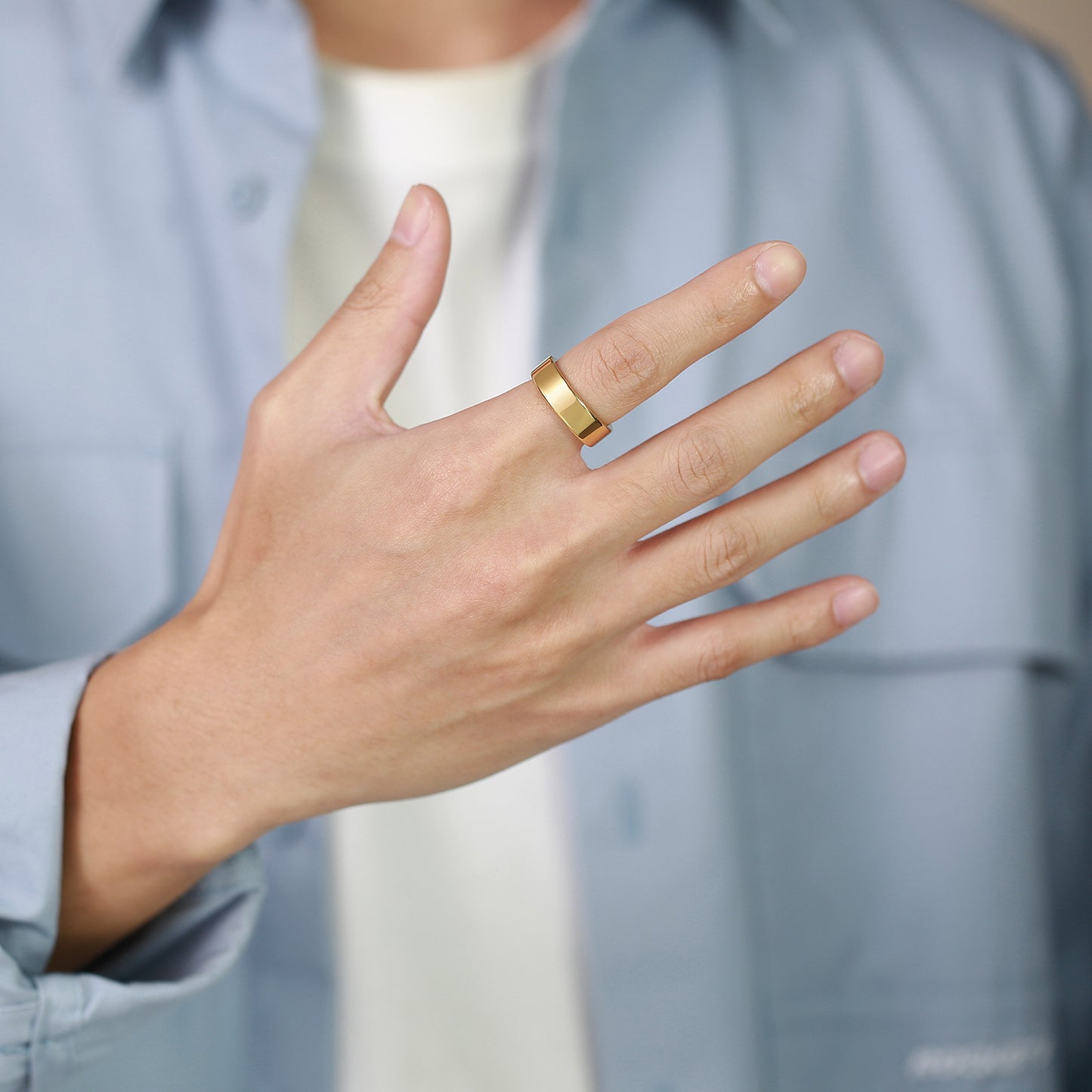 Tungsten Steel Glossy Ring Gold 2mm 4mm 6mm 8mm Plain Ring