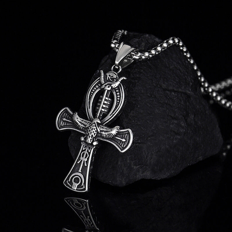 Stainless Steel Necklace – Elegant Egyptian Cross Pendant