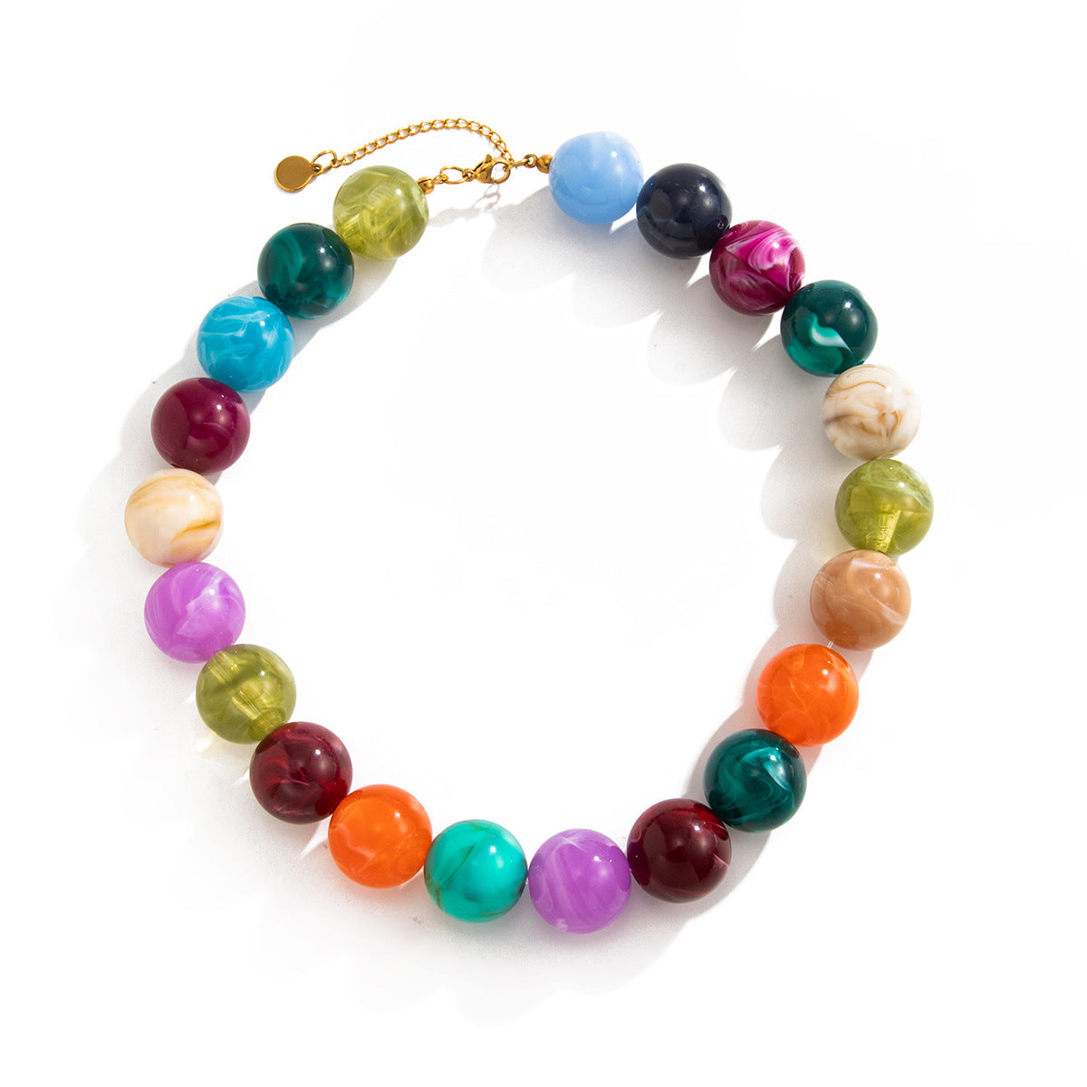 Color-Smudged Bead Collarbone Necklace