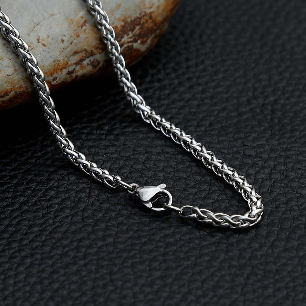 Pearl Bead Chain DIY Stainless Steel Men's Pendant Necklace