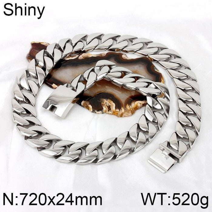 Kalen Titanium Steel 24mm Cuban Chain Trendy Man Necklace, Fashionable Stainless Steel Punk