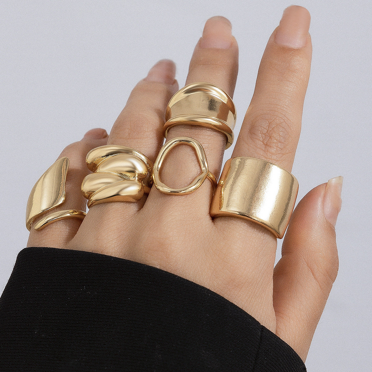 Planderful Vienna Verve Geometric Metal Ring For Fashion Forward Adults With Irregular Lava Texture