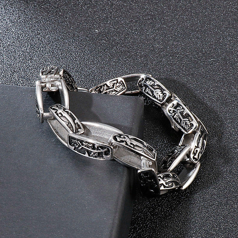 Punk-inspired Stainless Steel Bracelet with Custom Design for Stylish Men