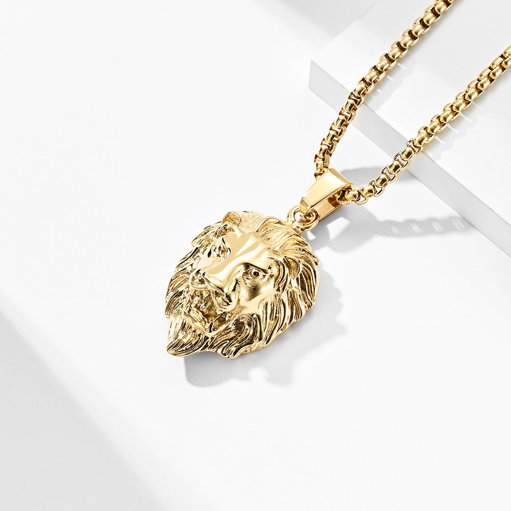 Planderful Lion Head Pendant Stainless Steel Personalized Necklace For Punk Style Fans