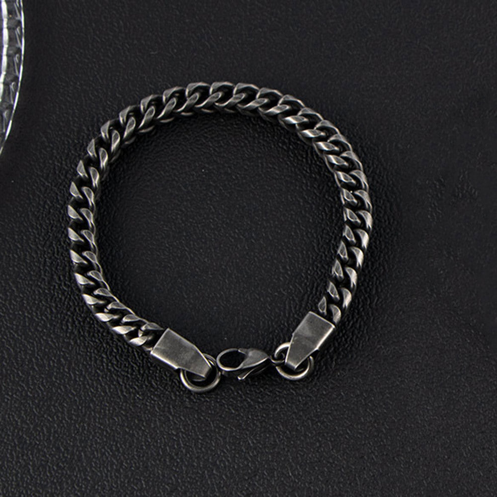 Titanium Steel Necklace Set – Front & Back Bracelet – Round Grinding Stainless Steel