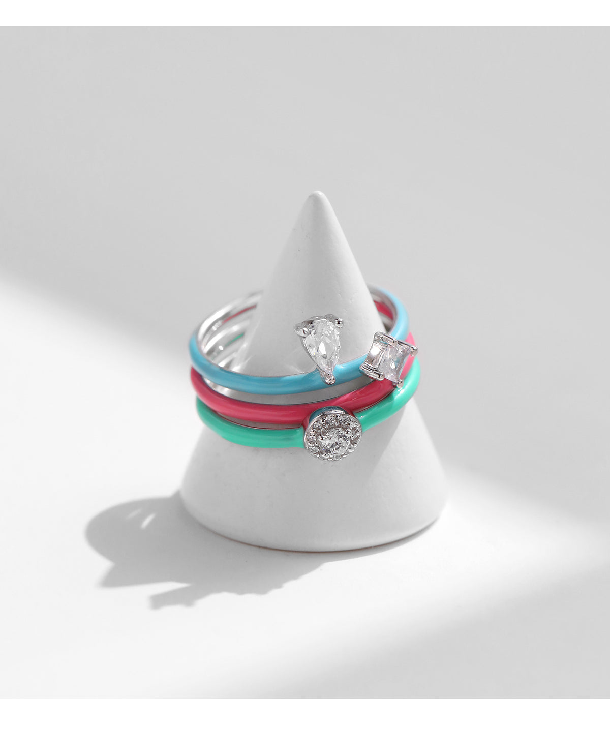925 Sterling Silver Candy-Color Zircon Ring