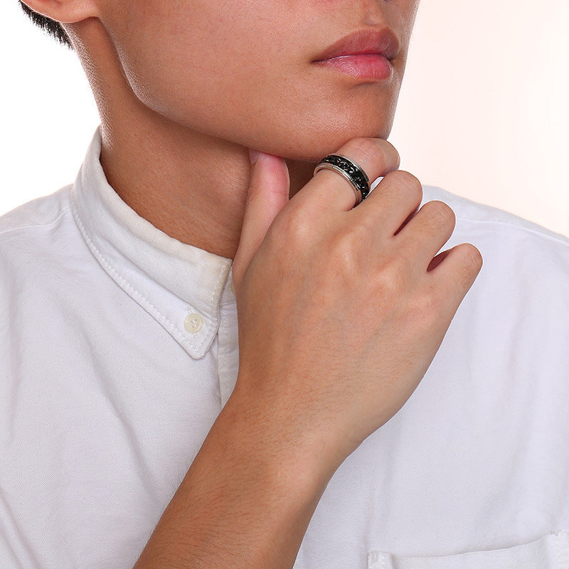 Titanium Steel Open Bottle Ring Rotating Ring for Men