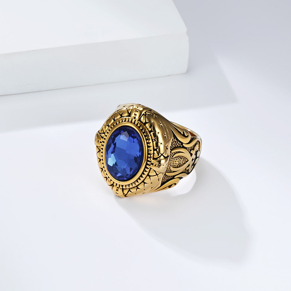Planderful Everyday Genie Retro Zulfikar Sword Zircon Ring For Men Unisex Stainless Steel Protection Jewelry