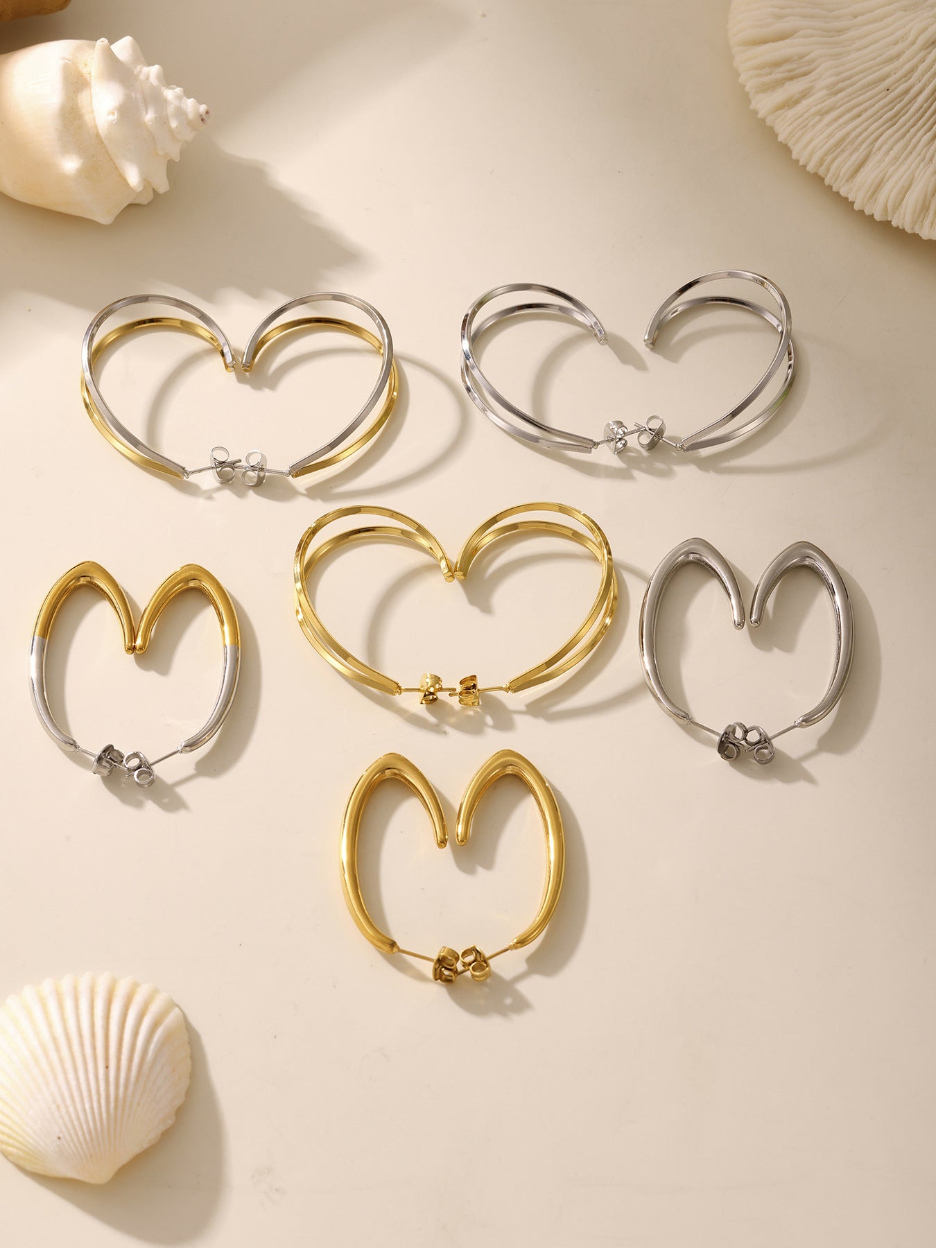 Planderful Minimalist C Shaped Earrings 18K Gold For Women