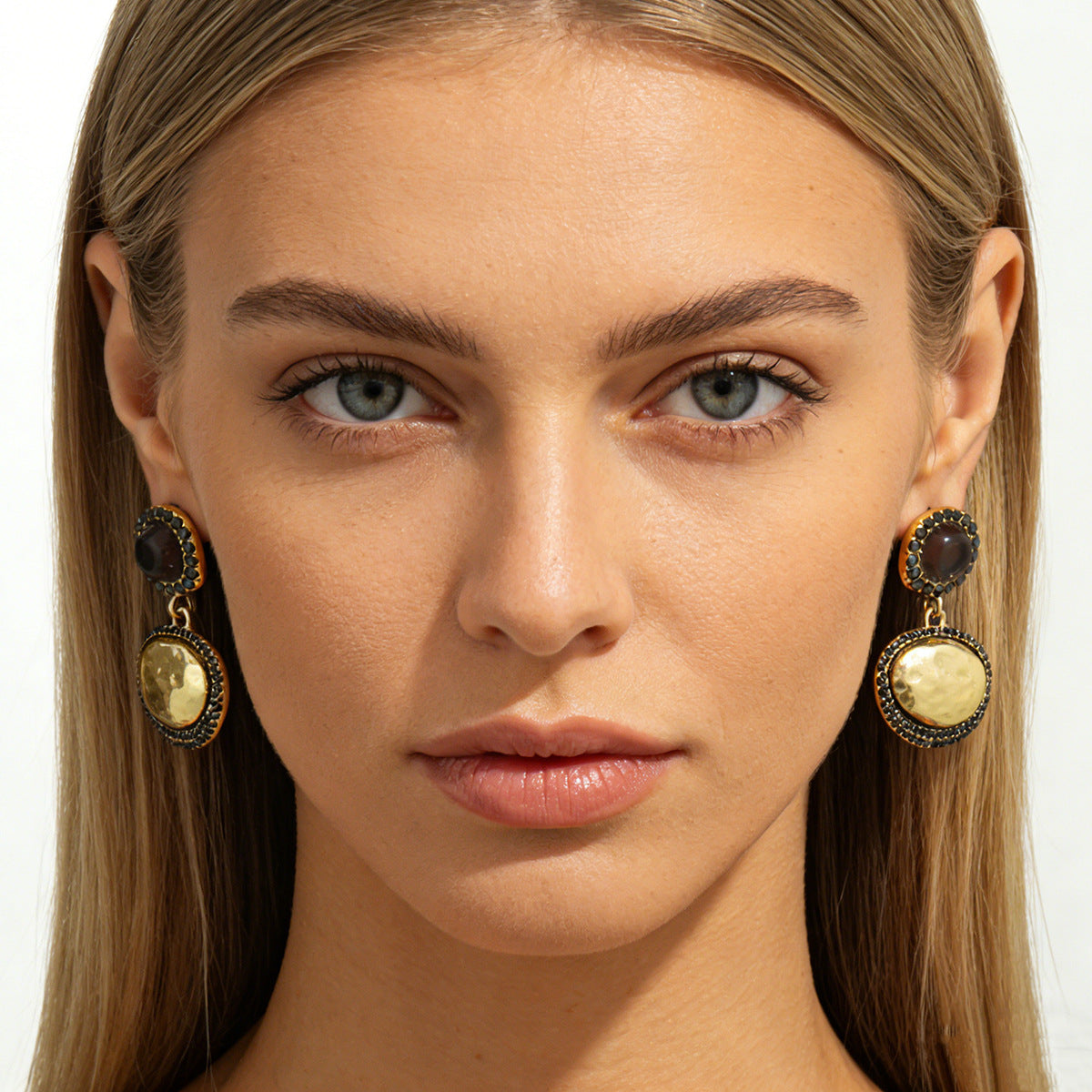 Planderful Vienna Verve Geometric Zircon Stud Earrings With Inlaid Zircon For Vintage Lovers