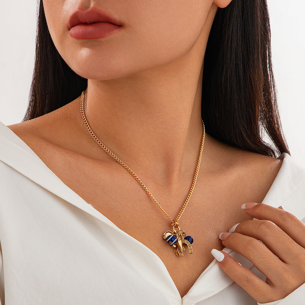 Conch, Fish & Eye Coastal Bead Necklace