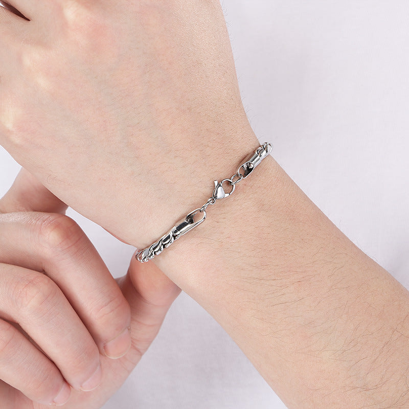 Planderful Mens INS Style S Shaped Stainless Steel Bracelet