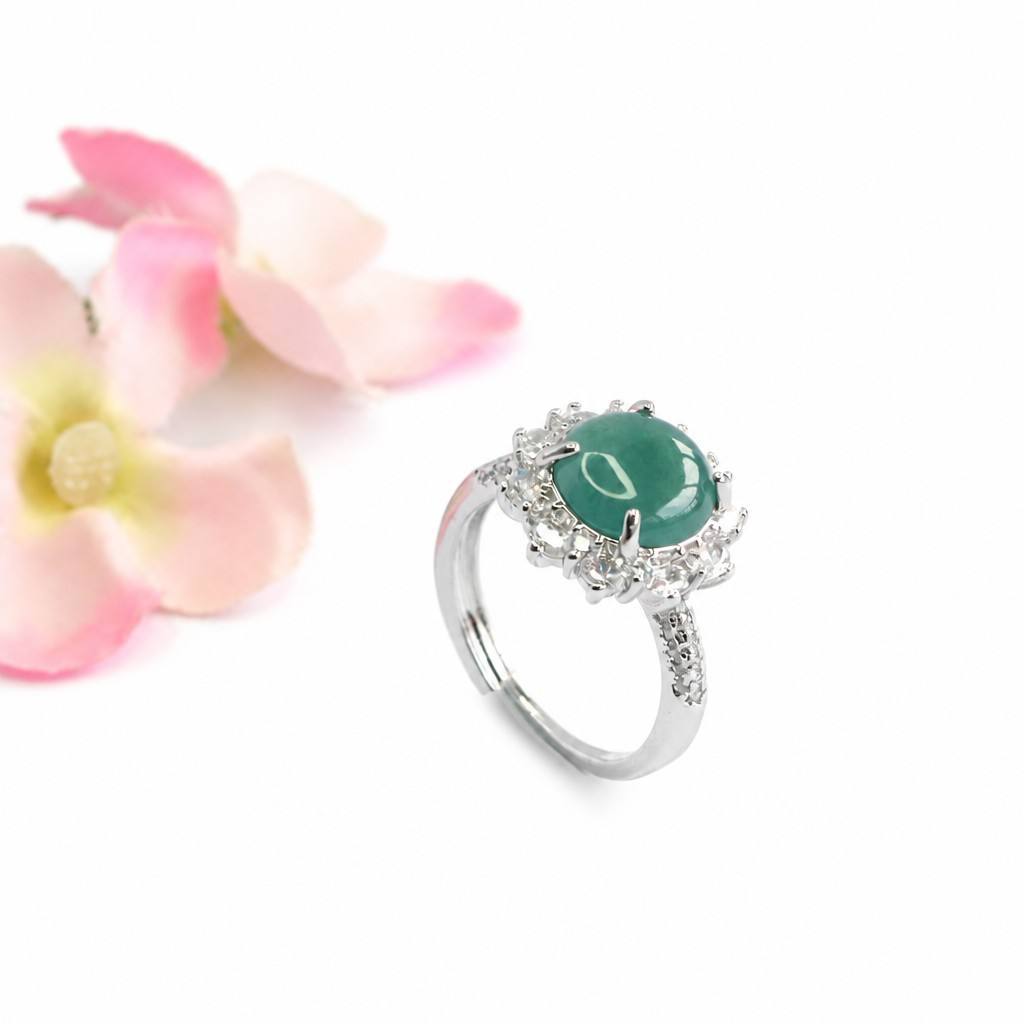 Blue Water Jadeite Statement Ring