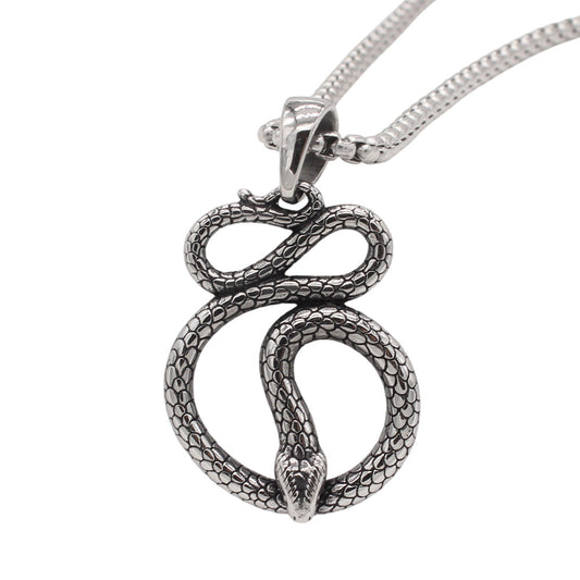 Planderful Jewelry Men's Snake Pendant In Titanium Steel European Retro Style Everyday Genie Collection