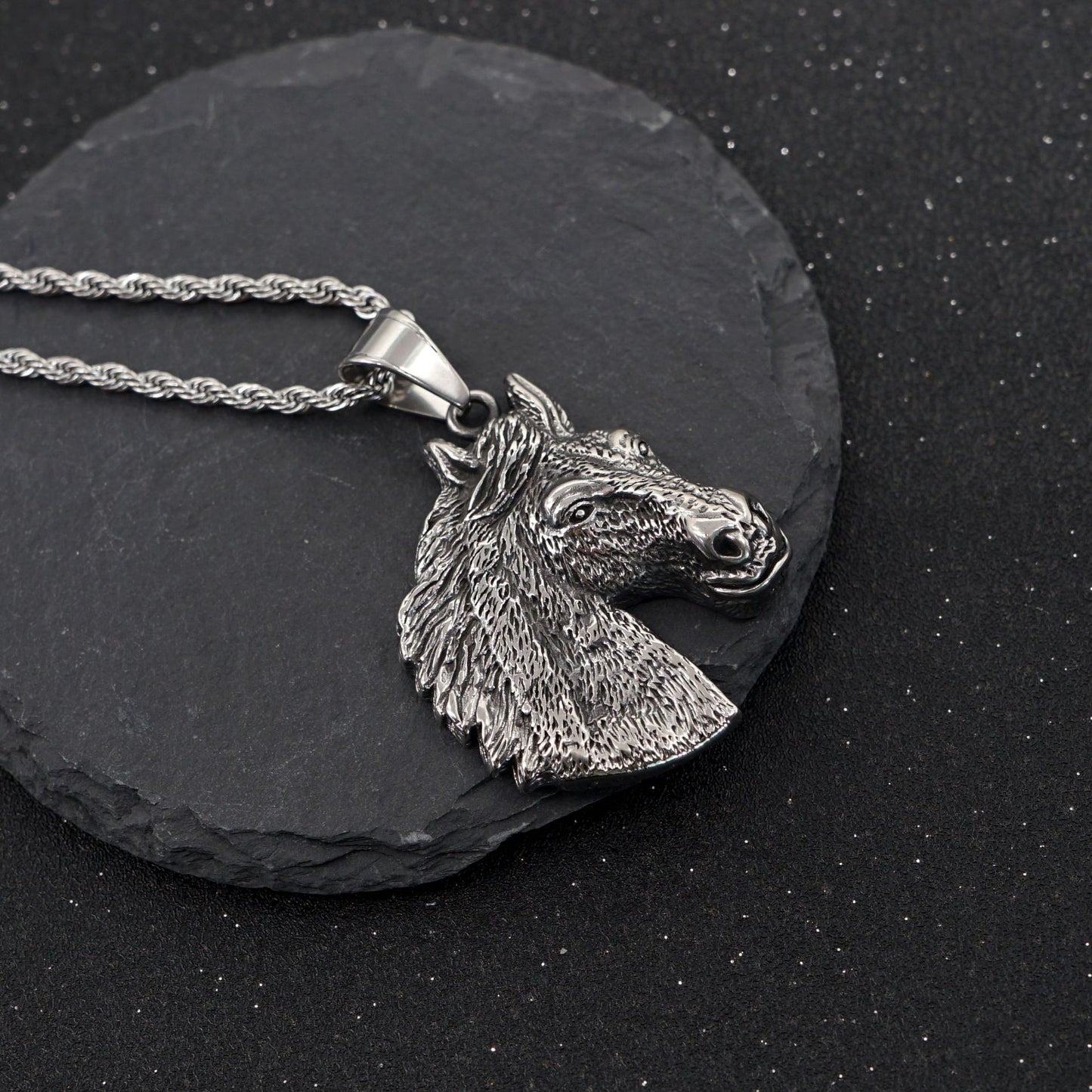 Steel Necklace – Vintage Horse Head Pendant