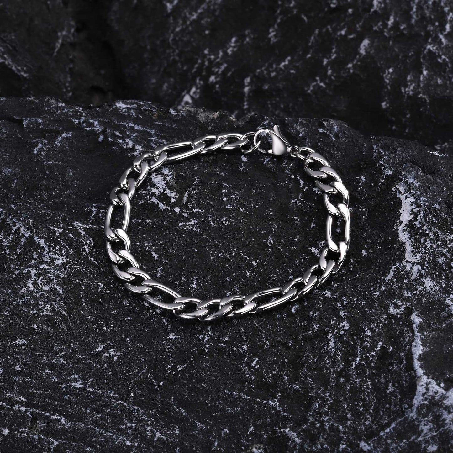 Men's Bracelet Stainless Steel Three to One Chain Steel Color