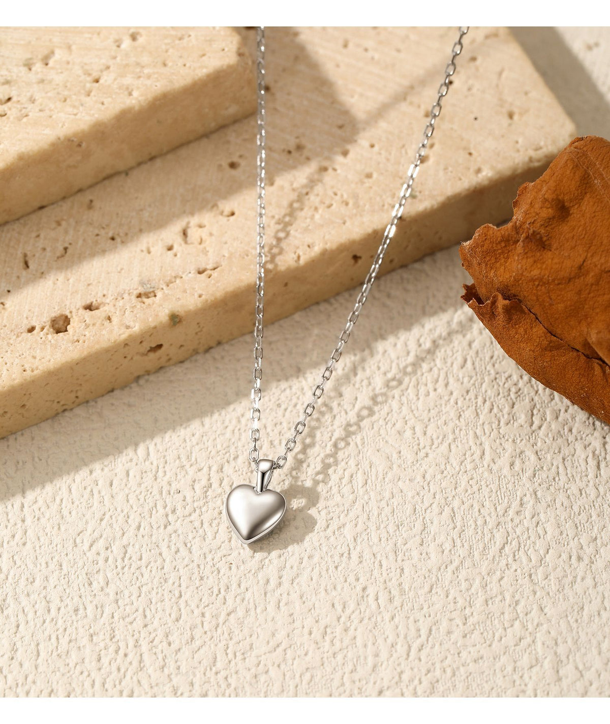 925 Sterling Silver 3D Heart Pendant Necklace