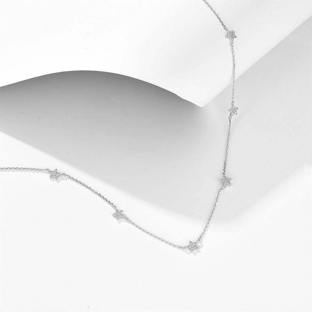 S925 Sterling Silver Gold-Plated Star Pendant Necklace Versatile Neck Chain