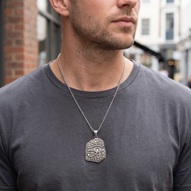 Ancient Egyptian Mythological Guardian Angel Necklace – Double Eagle Wings – Eye Of