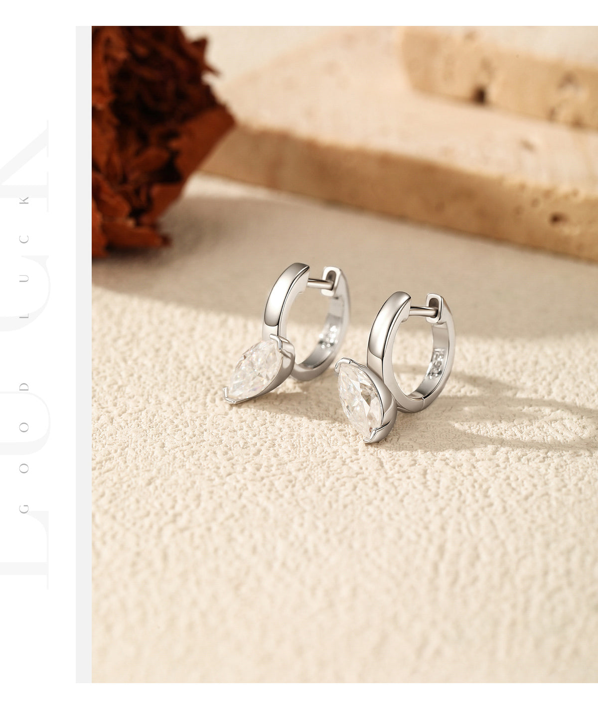 925 Sterling Silver Geometric Moissanite Hoop Earrings