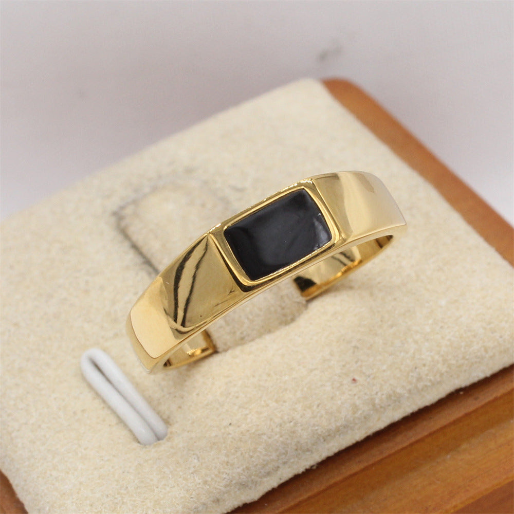 Planderful Jewelry Steel Ring With Rectangular Stone