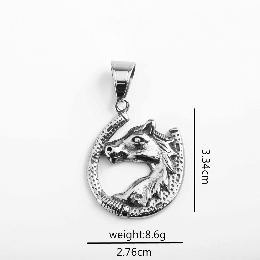 Vintage Horse Stainless Steel Pendant Necklace