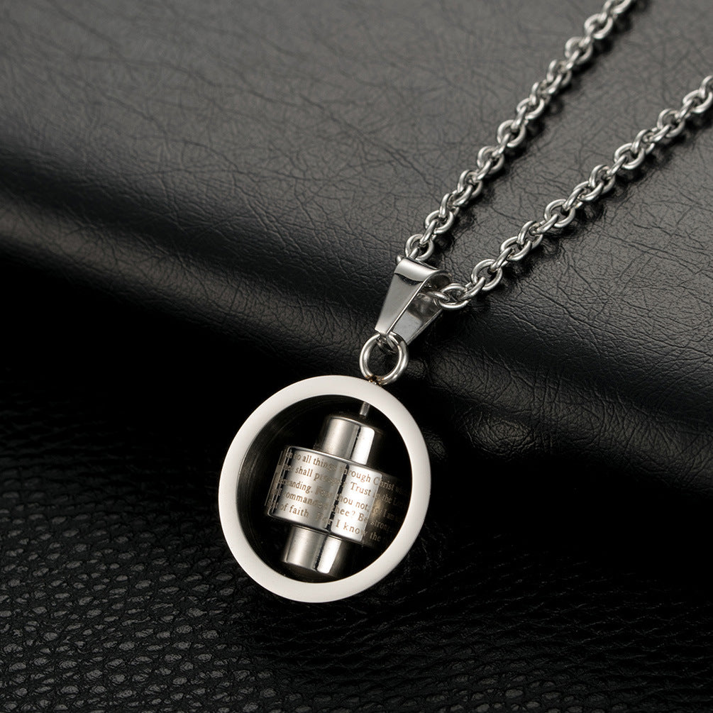 European and American Trendy Gender-Neutral Necklace with Rotatable Hip-Hop Pendant