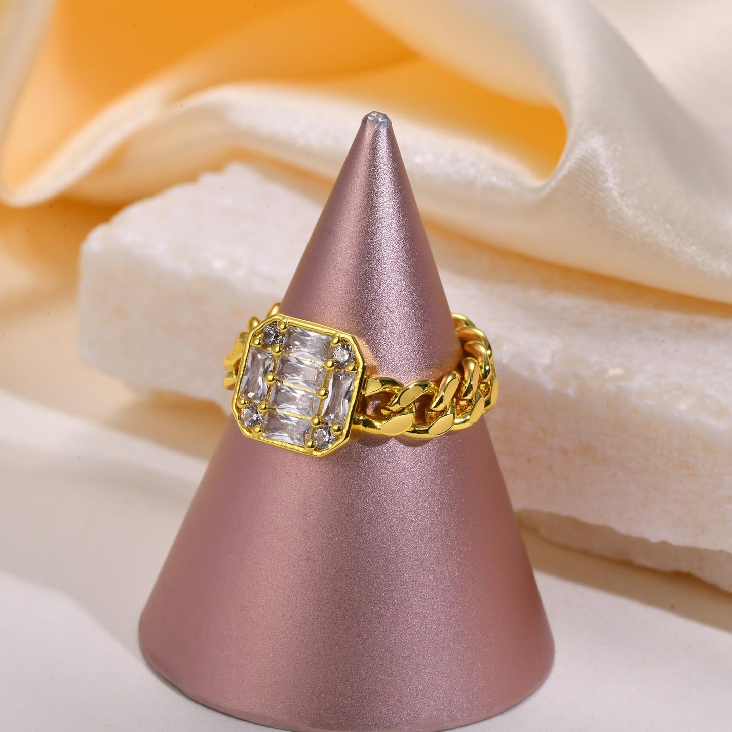 Zircon Chain Ring Gold Women's Fashion Ring Accessories Wholesale