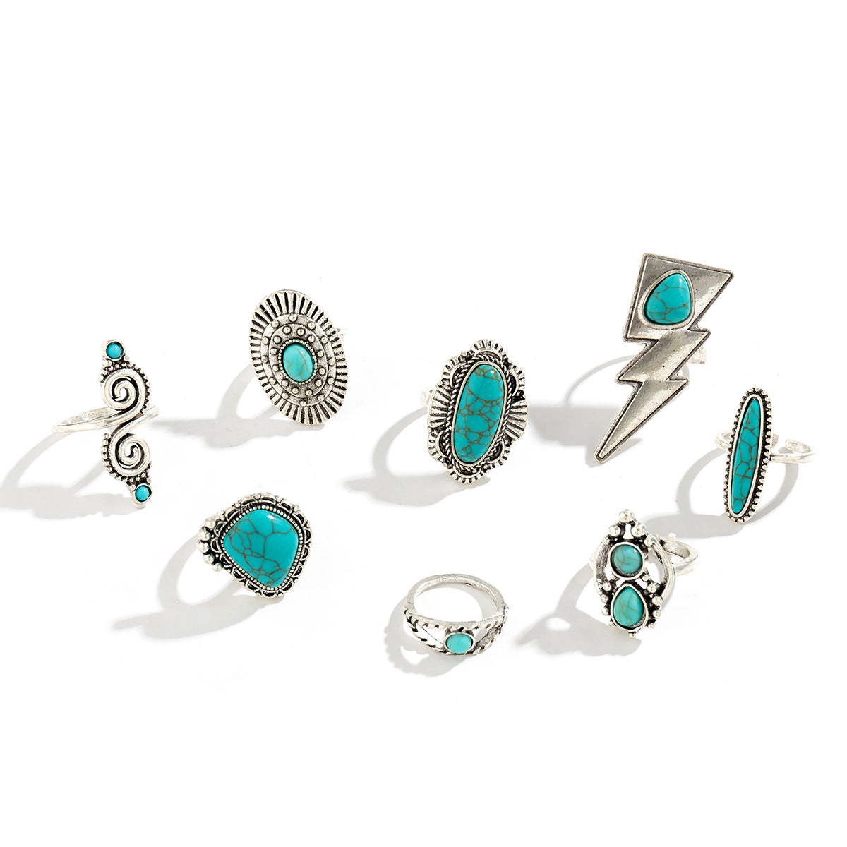 Planderful Turquoise Boho Ring With Metal Flower Plate Vienna Verve Statement Jewelry For Women