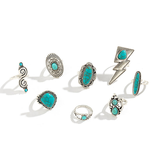 Planderful Turquoise Boho Ring With Metal Flower Plate Vienna Verve Statement Jewelry For Women