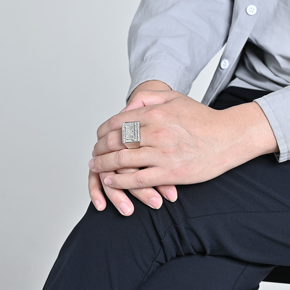 Planderful Hip Hop Ring For Men Last Supper Titanium Steel 18K Gold Plated Personalized Jewelry