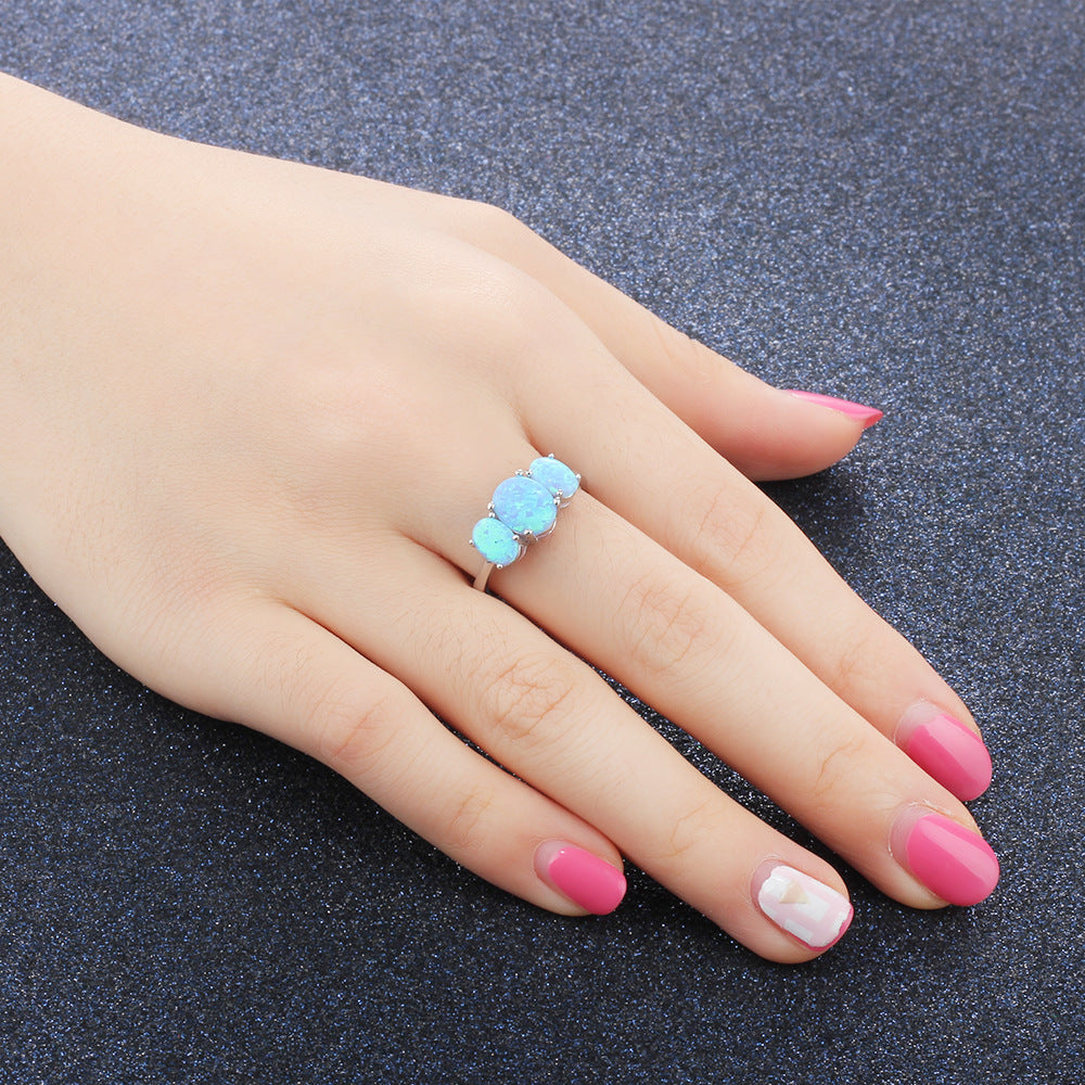 Planderful Sterling Silver Opal Ring For Women