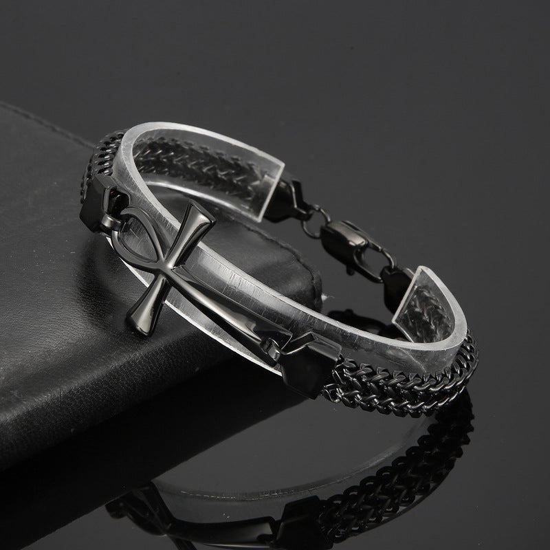 Planderful Mens Egyptian Cross Titanium Bracelet Vintage