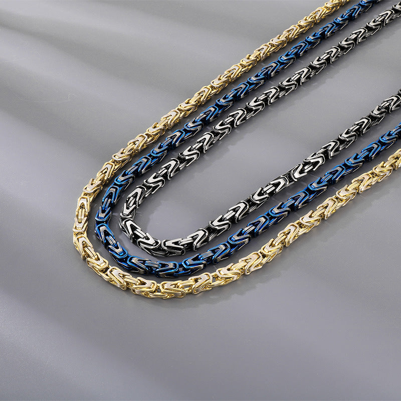 Rock Hip-Hop Emperor Chain, Street V-Shaped Woven Men's Titanium Steel Necklace Bracelet