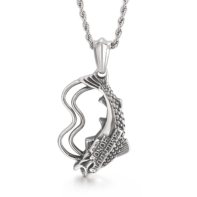 Bold Fish Men's Stainless Steel Pendant with a Touch of Retro Punk Flair