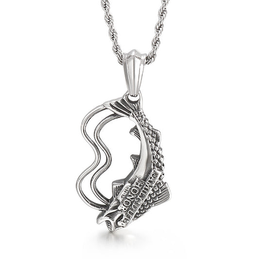 Bold Fish Men's Stainless Steel Pendant with a Touch of Retro Punk Flair