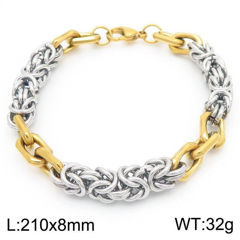 Hip-Hop Street Atmosphere Minimalist Hand-Spliced Bracelet Stainless Steel Men's
