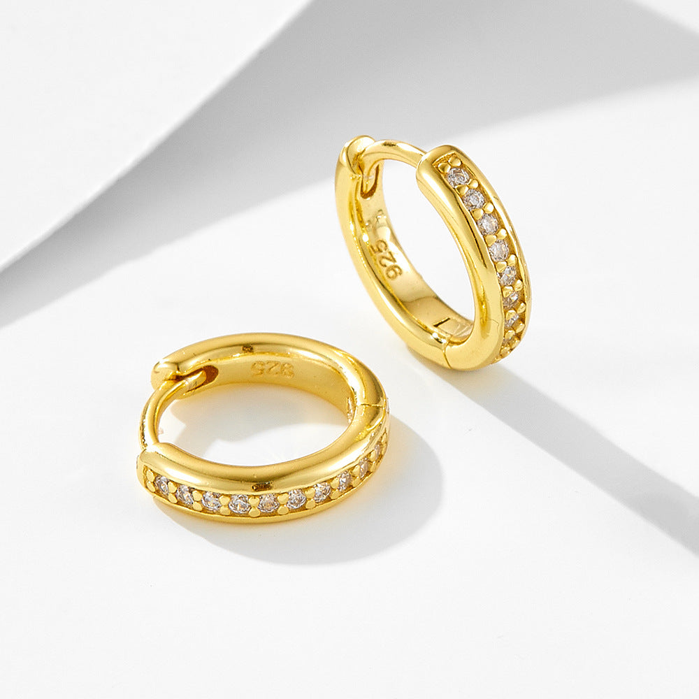 S925 Sterling Silver Classic Zircon Ear Buckle Earrings