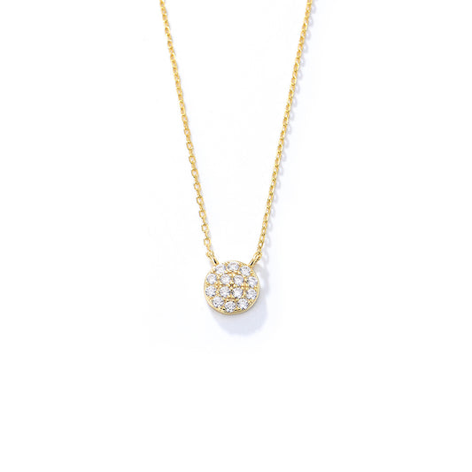 S925 Sterling Silver Classic Round Micro-Inlaid Zircon Pendant Necklace Amazon Hot-Selling Models