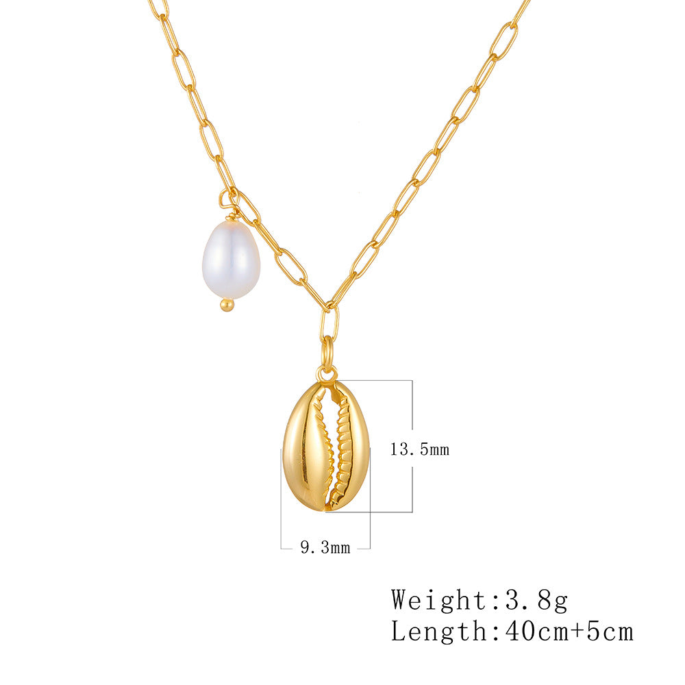 925 Sterling Silver Versatile Necklace With A Natural Cultured Pearl Shell Pendant Necklace