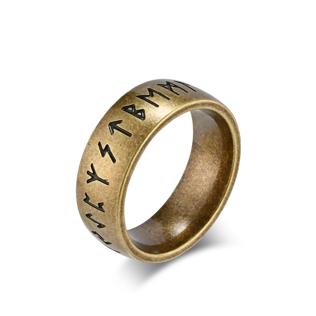 Planderful Viking Ring Luhn Rune Titanium Steel Band For Men Bold Neutral Style Everyday Genie