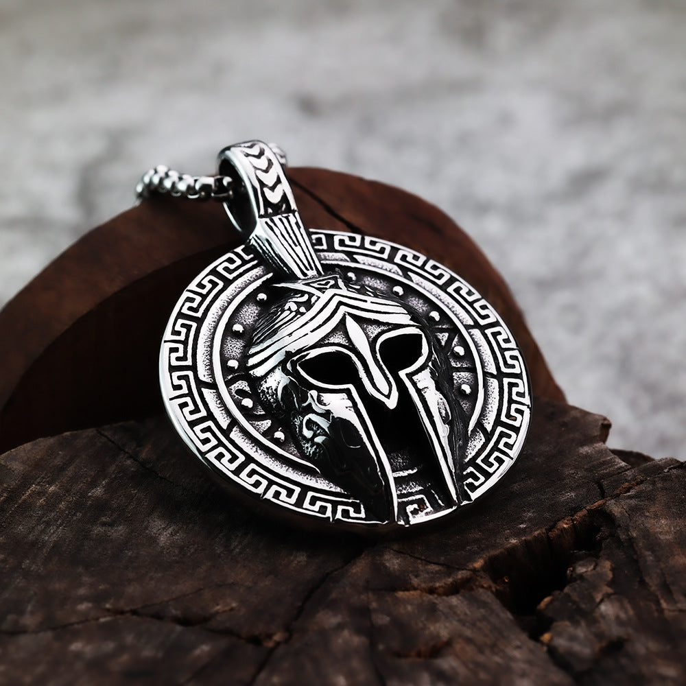 European And American Spartan Mask Titanium Steel Men's Pendant