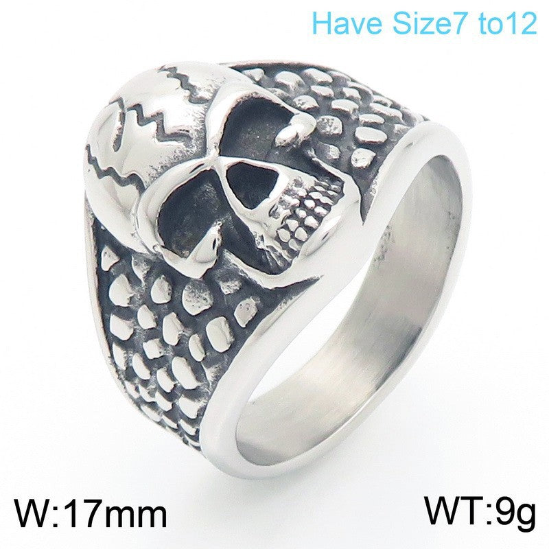 Planderful Ghost Head Skull Ring For Men Stainless Steel