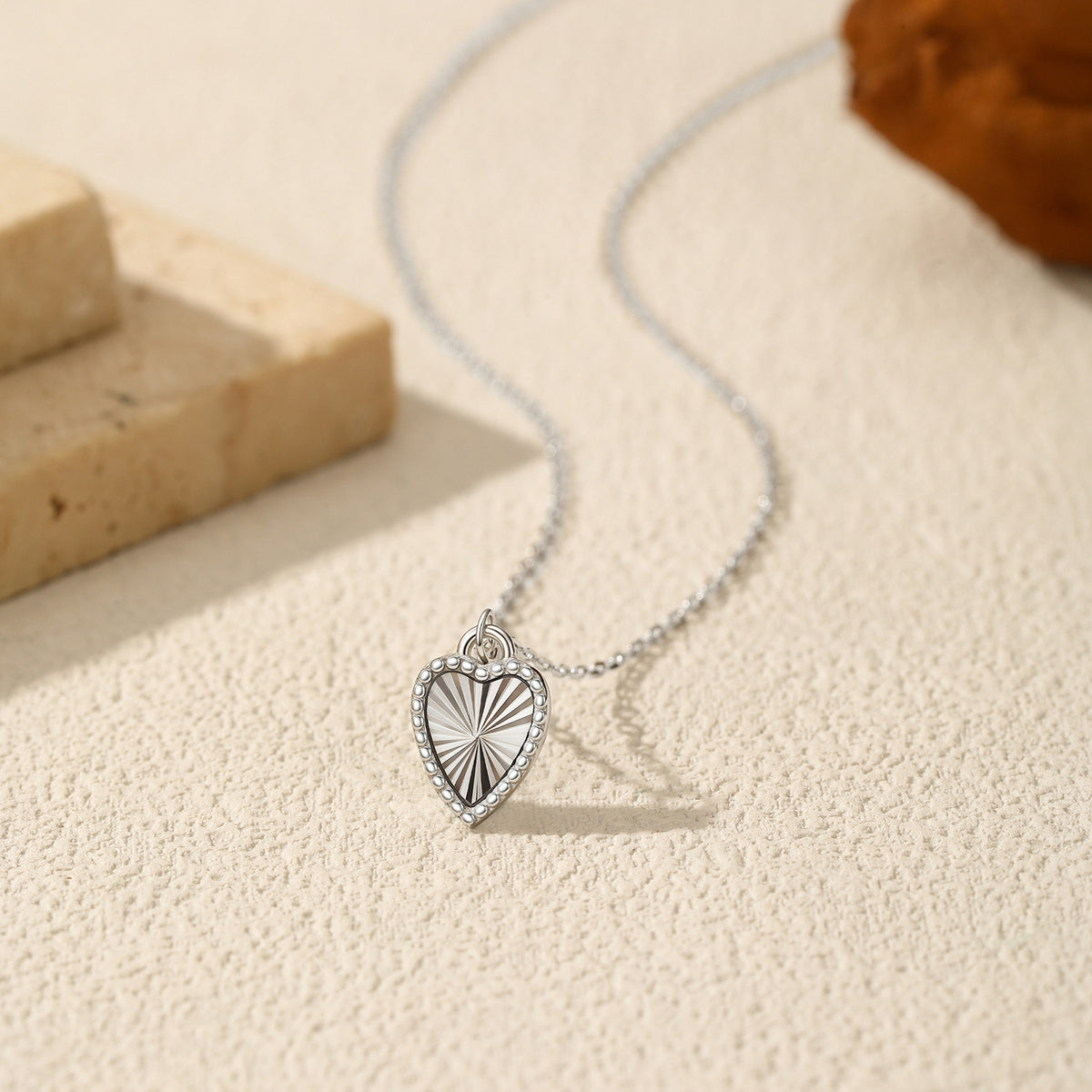 925 Sterling Silver Laser Heart Necklace