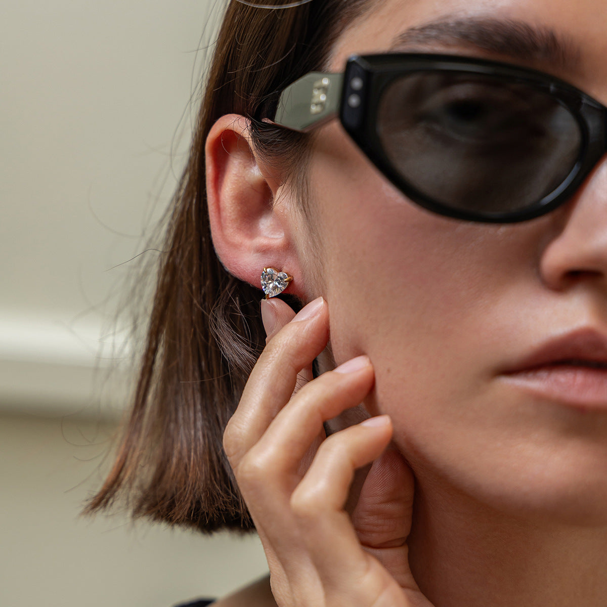 Planderful Vienna Verve Love Shaped Zircon Stainless Steel Stud Earrings For Daily Wear Fashion Lovers